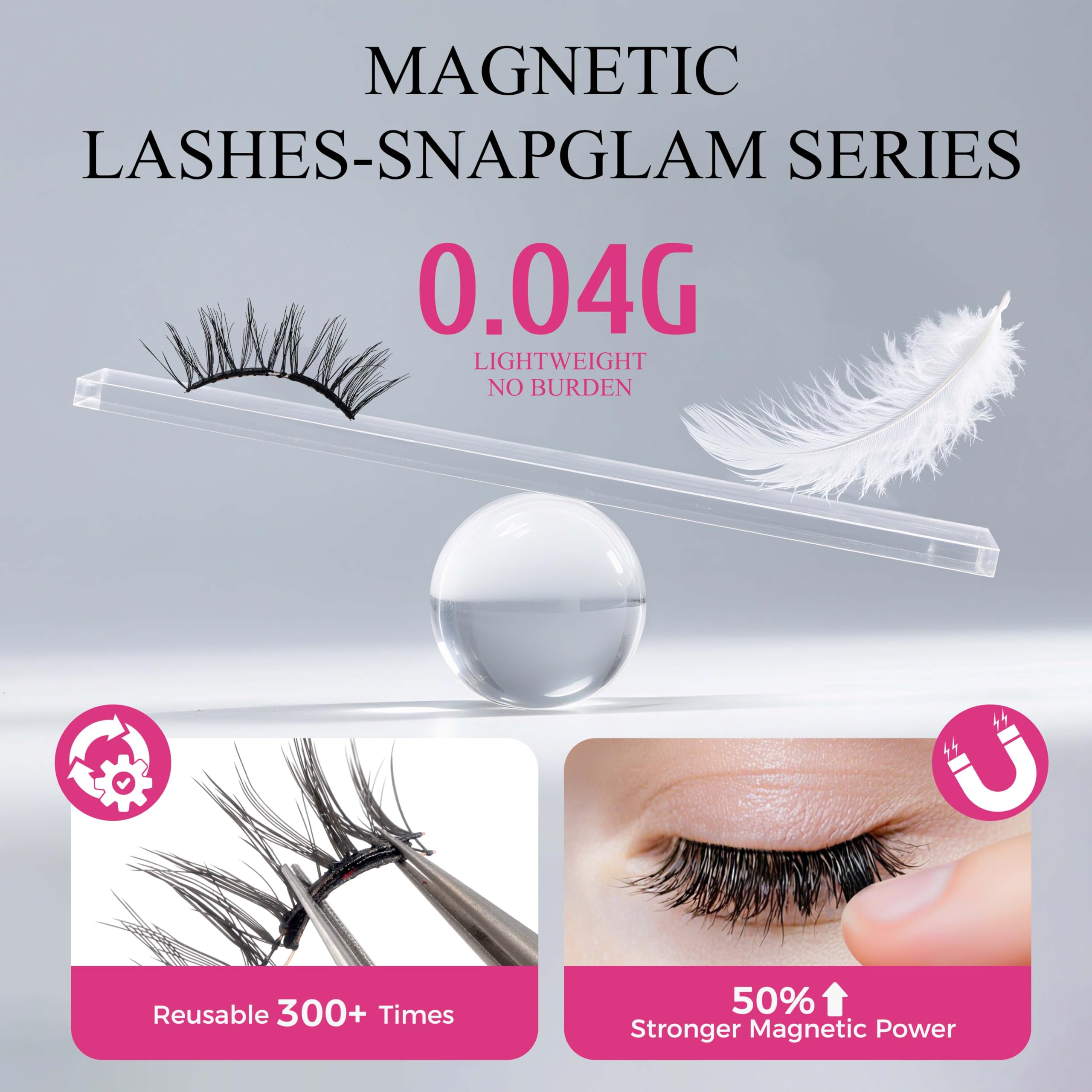 VEYESBEAUTY NomSpirit Magnetic Lashes with Applicator – Glue-Free, Reusable