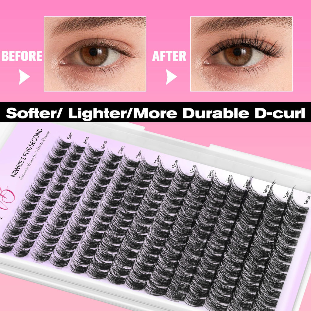 VEYESBEAUTY Dreamy Lash Clusters – DIY False Eyelashes, 8-16mm Mixed Length