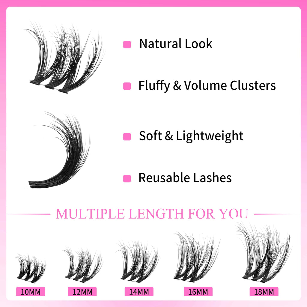 VEYESBEAUTY VBmuse 3D Lash Clusters – Fluffy, Layered Lashes (10–18mm)