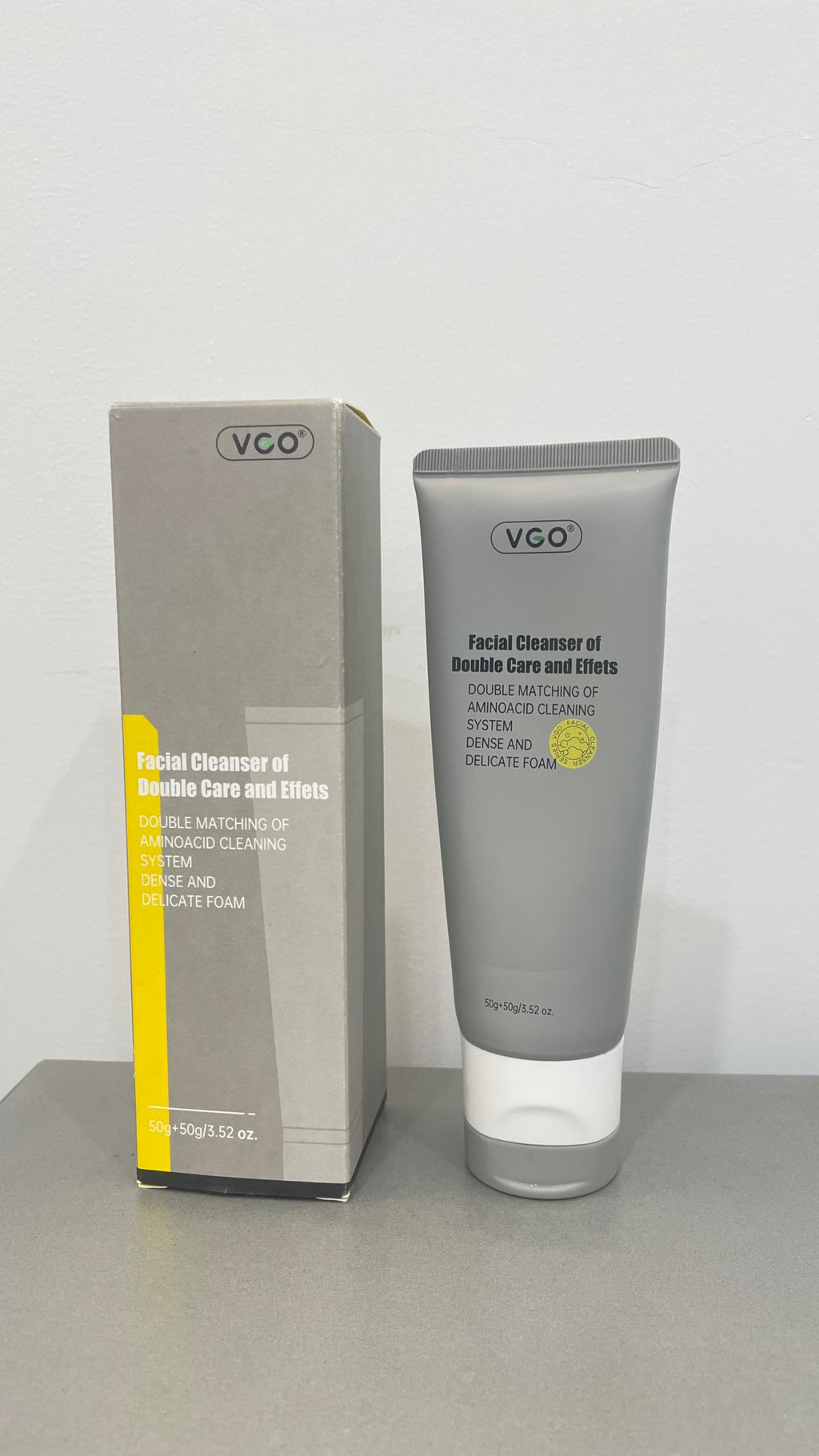 VGO Facial Cleanser – Dual-Tube 3-in-1 Cleanser with Amino Acids & Mud, 3.52 oz