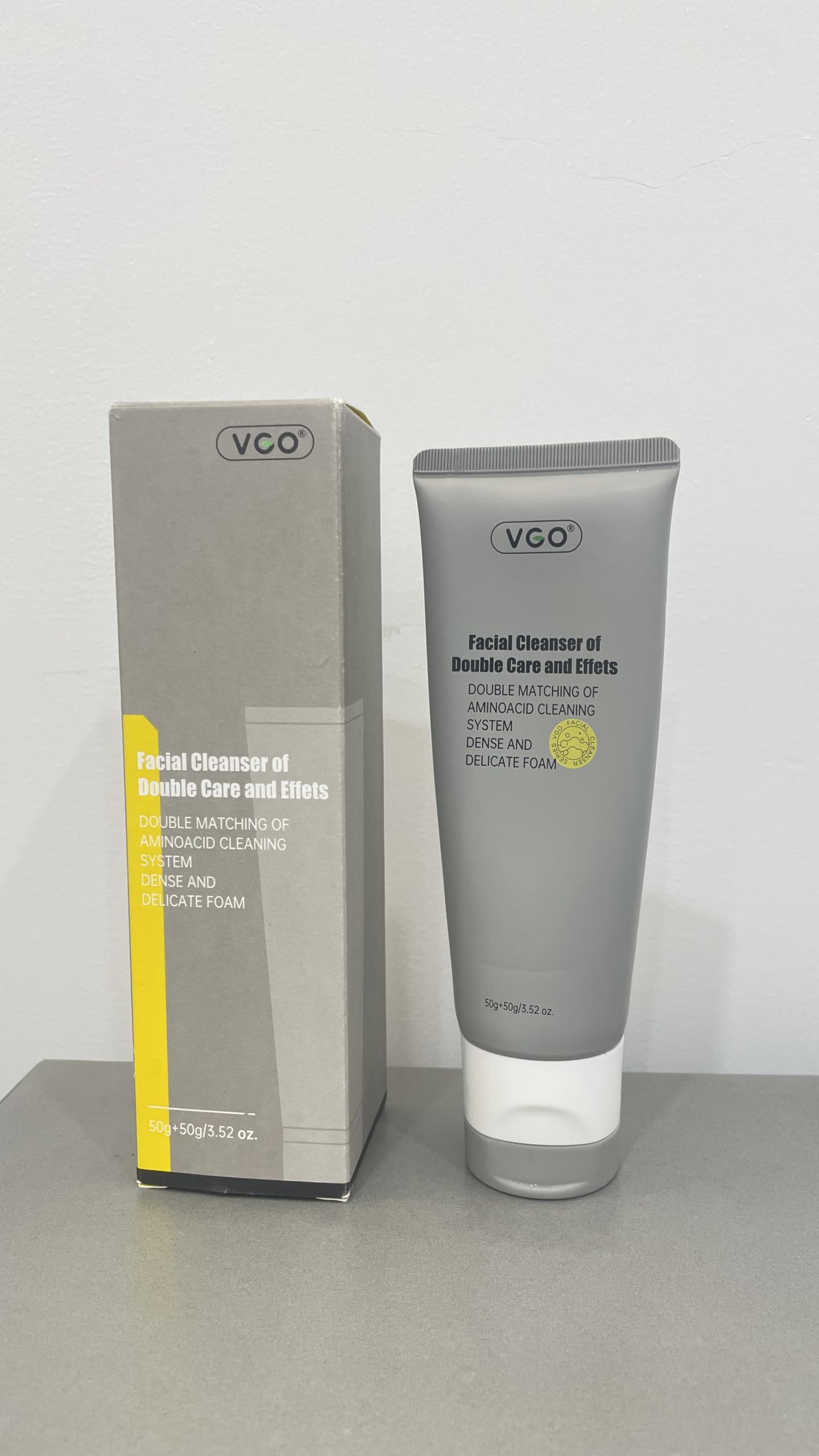 VGO Facial Cleanser – Dual-Tube 3-in-1 Cleanser with Amino Acids & Mud, 3.52 oz