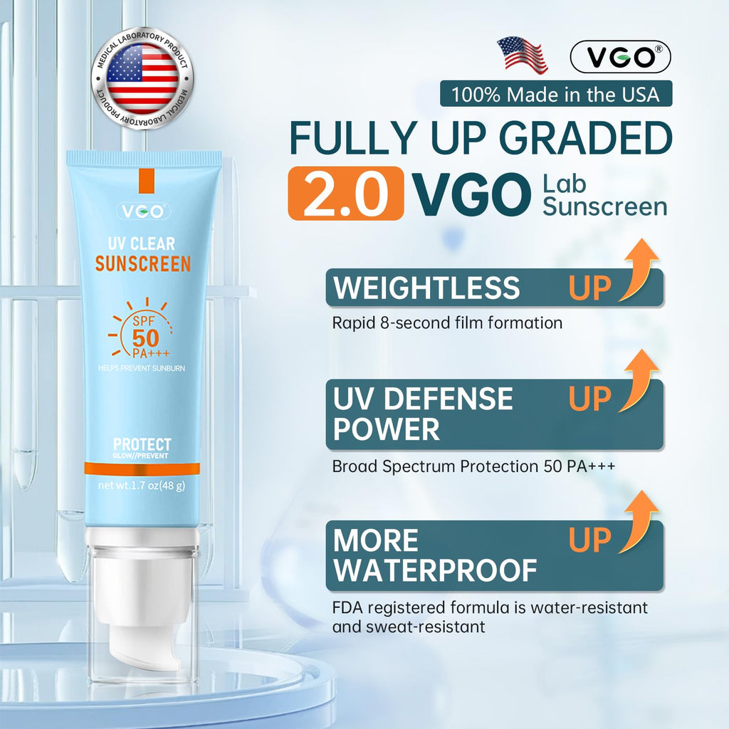 VGO Mineral Sunscreen for Face – SPF 50, Reef Safe, Oil-Free & Non-Comedogenic, Travel Size