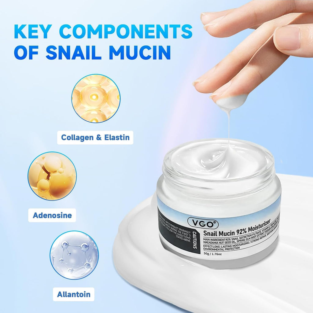 VGO Skin Care Set – Snail Mucin 92% Moisturizer & Vitamin C Serum