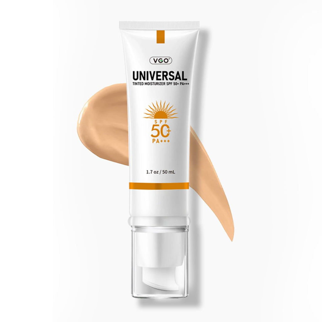 VGO Tinted Sunscreen for Face SPF 50 | Hydrating Sun Essence | Travel Size 50 ml