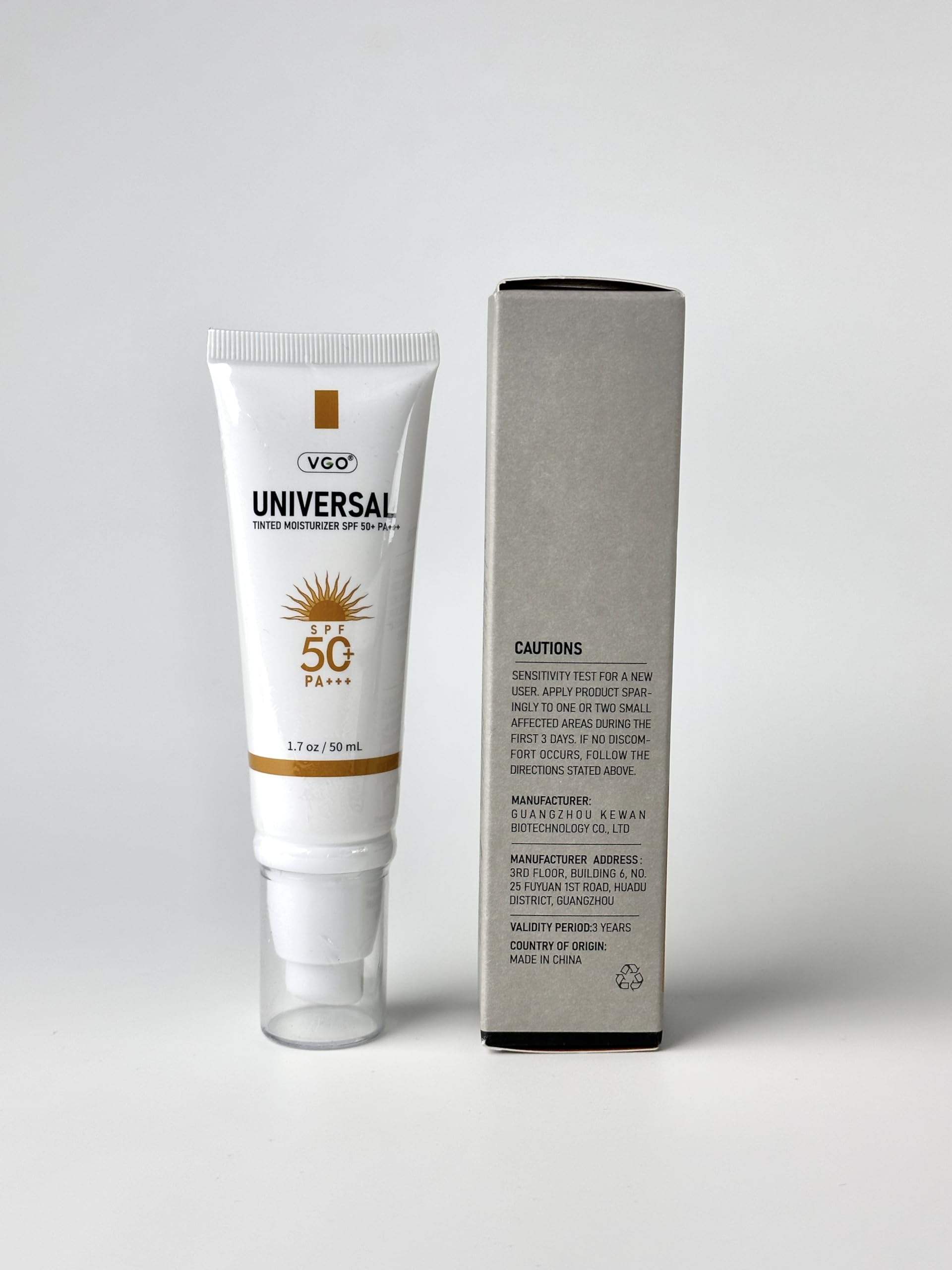 VGO Tinted Sunscreen for Face SPF 50 | Hydrating Sun Essence | Travel Size 50 ml