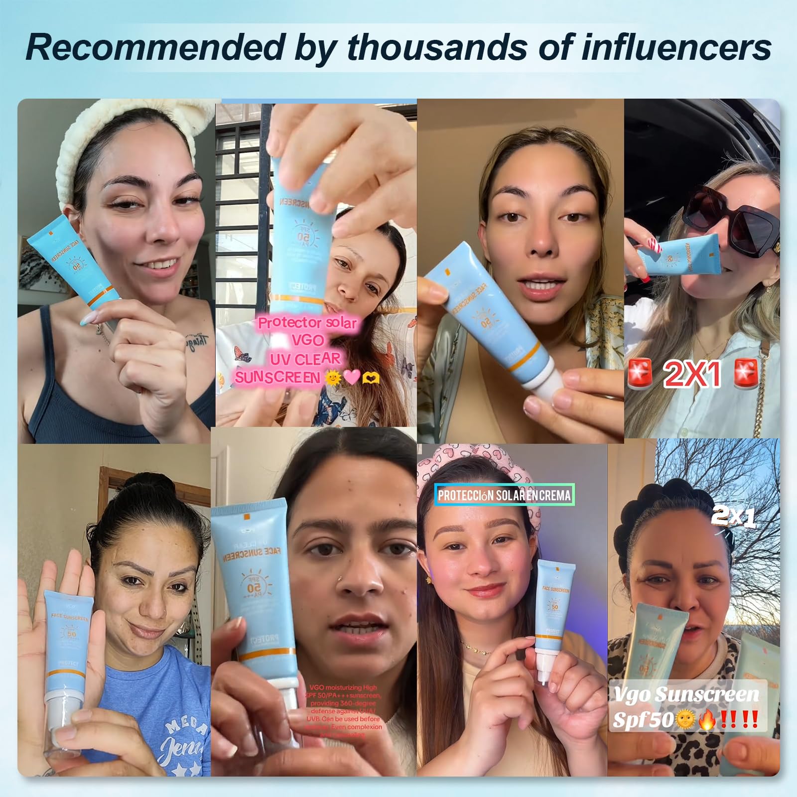 VGO Mineral Sunscreen for Face SPF 50 — Reef Safe, Lightweight, Oil-Free Moisturizer (Travel Size 2-Pack)