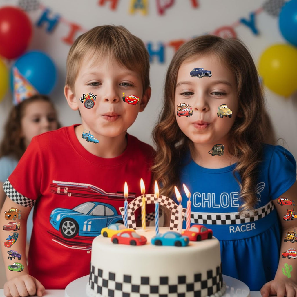 VGRANHMAZ Racing Car Temporary Tattoos – 58 Designs for Kids Parties