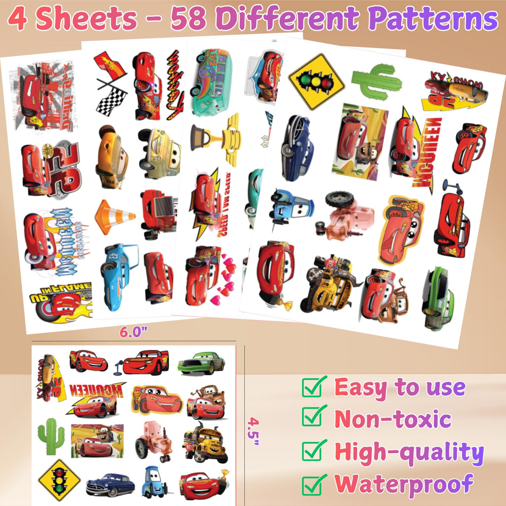 VGRANHMAZ Racing Car Temporary Tattoos – 58 Designs for Kids Parties