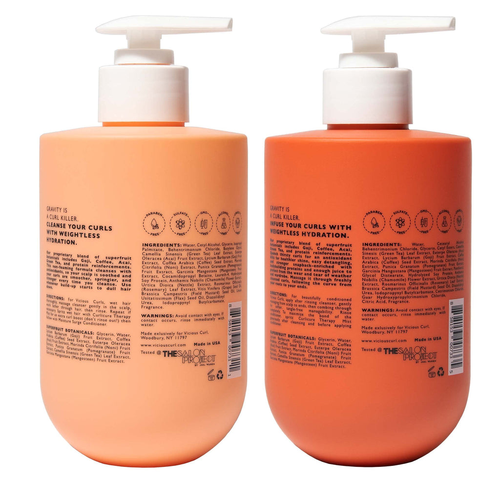 VICIOUS CURL Non-Foaming Curl Cleanse & Moisture Surge Kit for Curly Hair