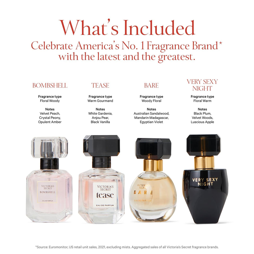 Victoria's Secret Fragrance Discovery Set - Bombshell, Tease, Bare, Very Sexy Night