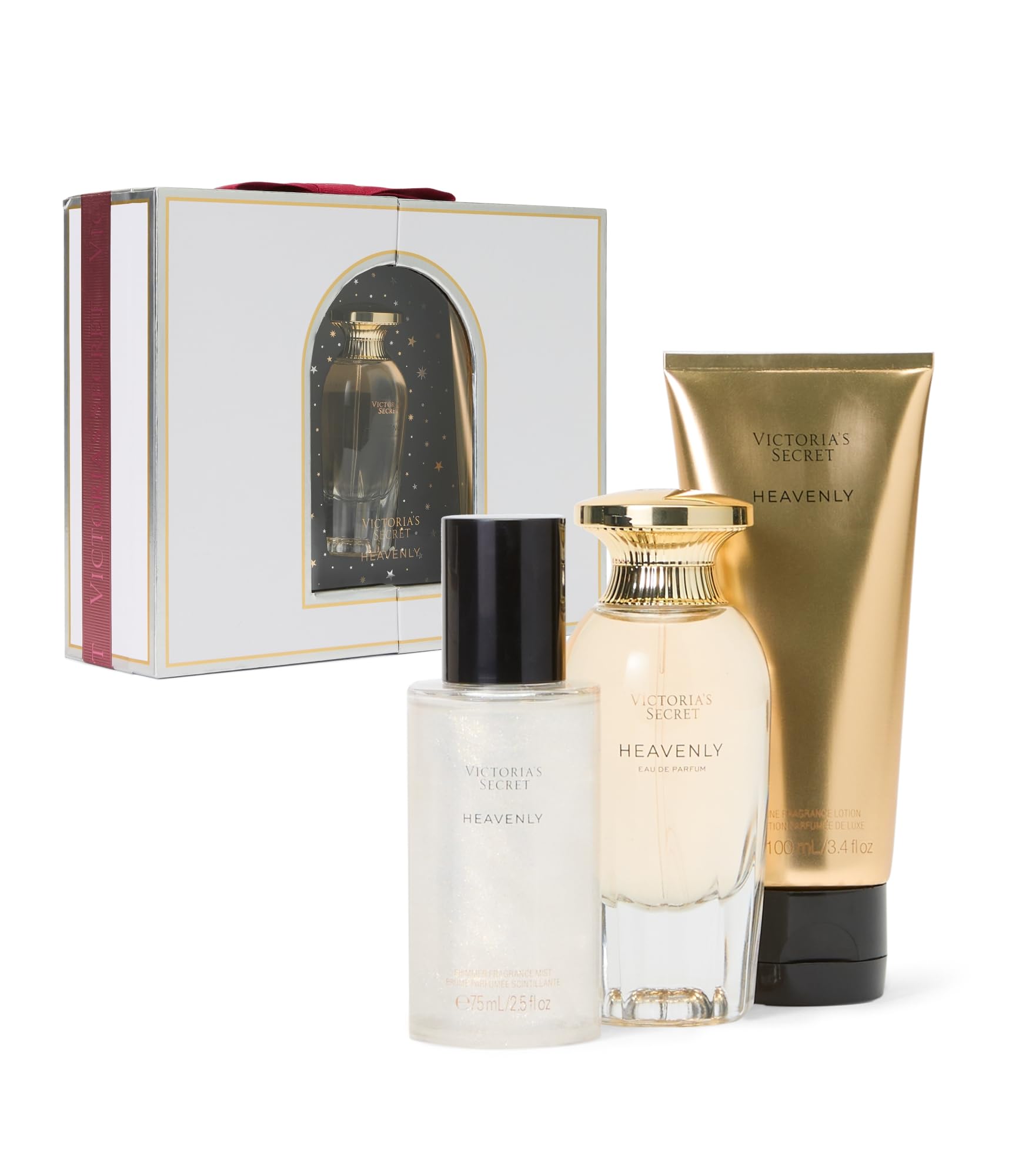 Victoria's Secret Heavenly 3-Piece Luxe Fragrance Gift Set – 1.7 oz EDP, Travel Lotion & Candle