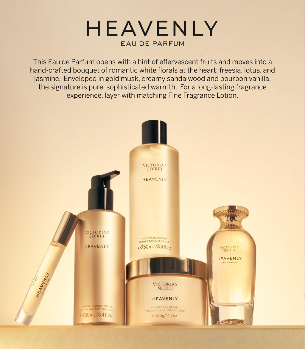 Victoria's Secret Heavenly 3-Piece Luxe Fragrance Gift Set – 1.7 oz EDP, Travel Lotion & Candle