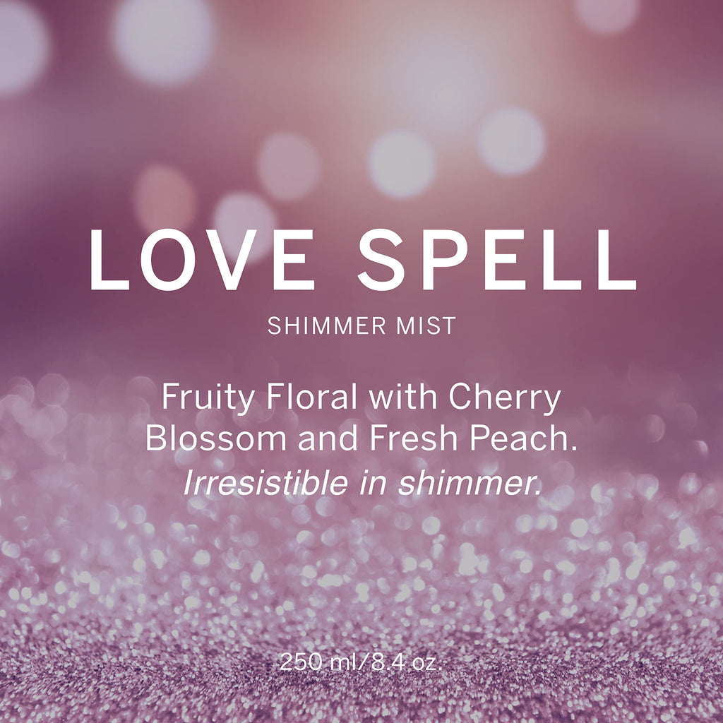 Victoria's Secret Love Spell Shimmer Mist – Cherry Blossom & Peach Body Spray (8.4 oz)
