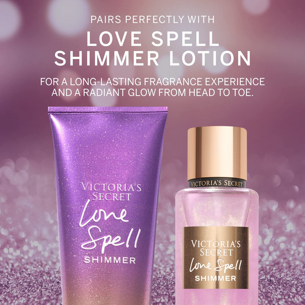 Victoria's Secret Love Spell Shimmer Mist – Cherry Blossom & Peach Body Spray (8.4 oz)