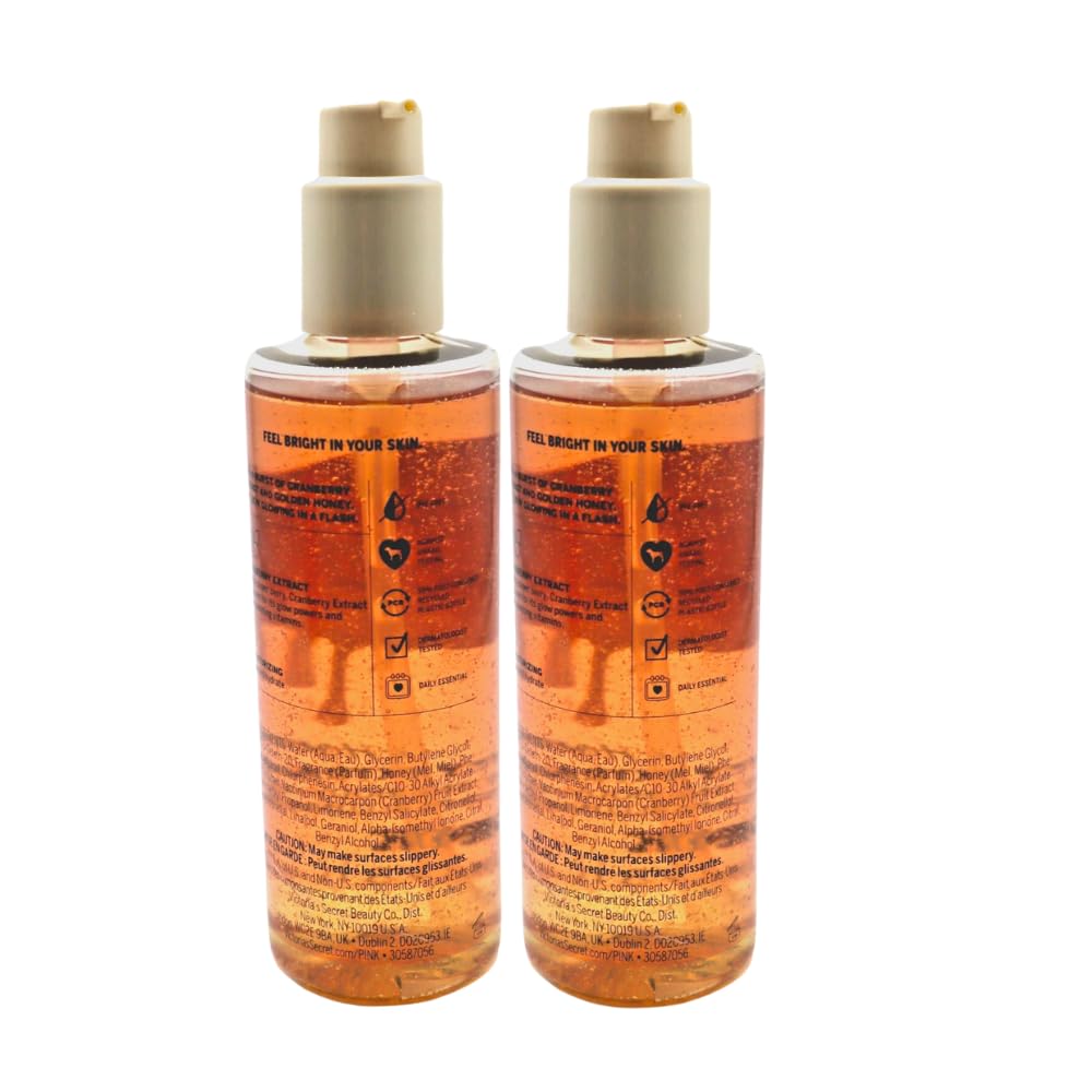 Victoria's Secret PINK Honey Cranberry Glow Boosting Body Oil – 8 fl oz (Pack of 2)