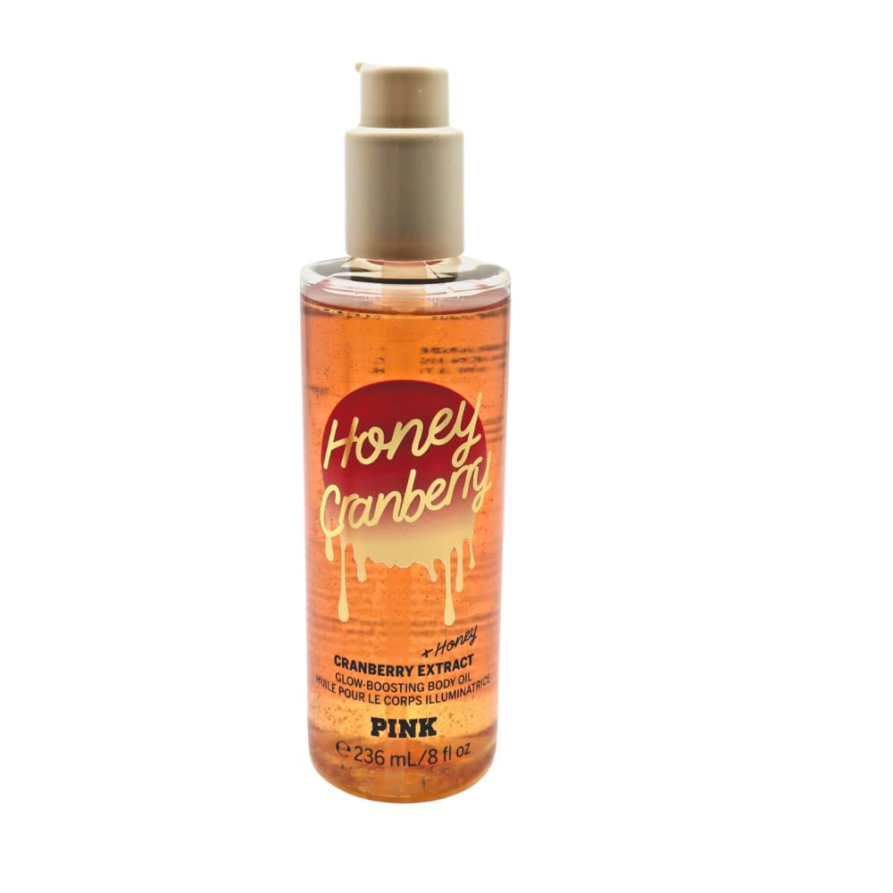 Victoria's Secret PINK Honey Cranberry Glow Boosting Body Oil – 8 fl oz (Pack of 2)