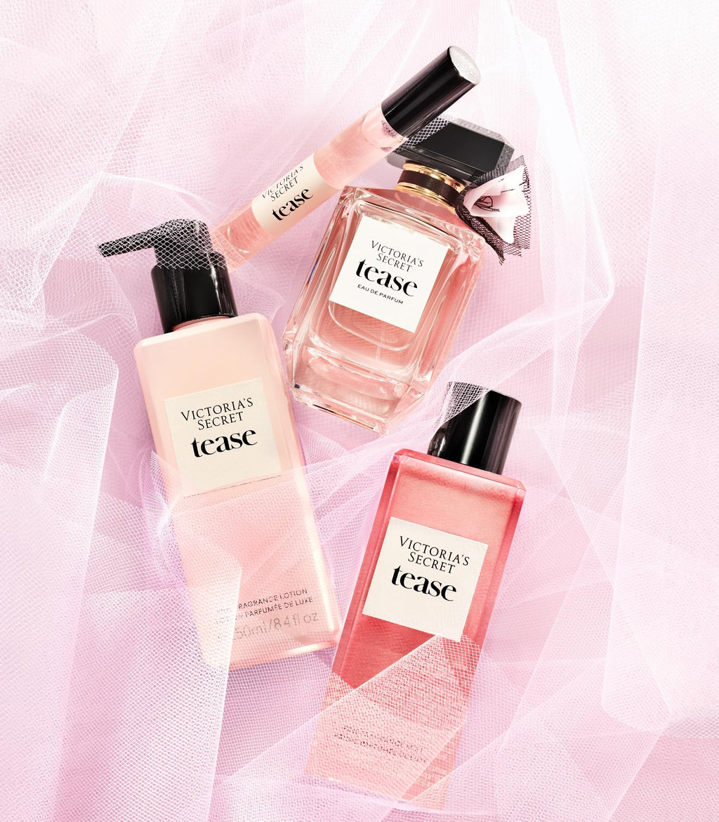 Victoria's Secret Tease 3-Piece Luxe Fragrance Gift Set – 1.7 oz EDP, Travel Lotion & Shimmer Mist