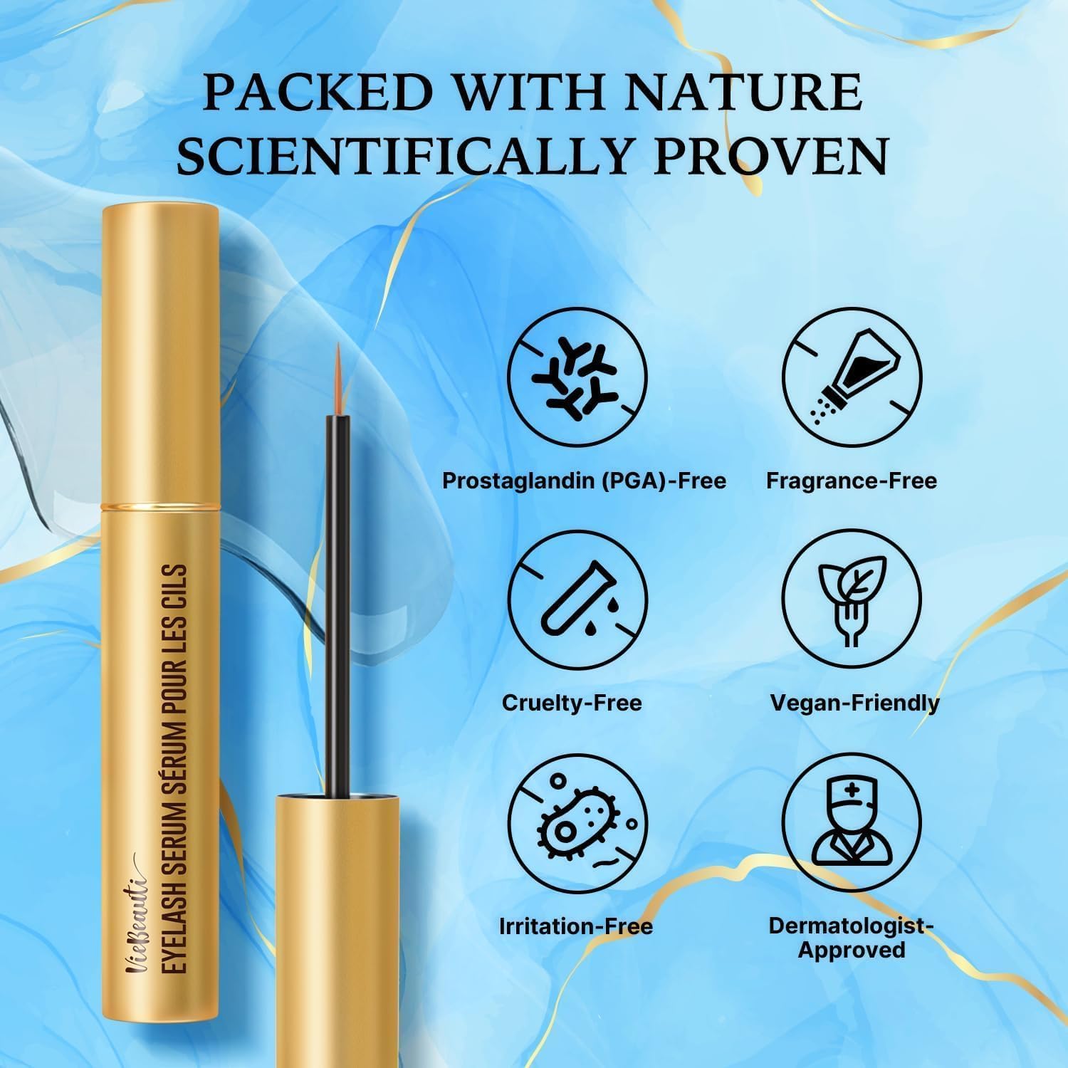 VieBeauti Lash Serum for Eyelash Growth – 5 ML, Vegan & Cruelty-Free, 5-Month Supply