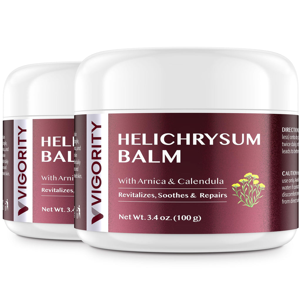 Vigority Helichrysum Balm – Restorative Arnica & Calendula Cream for Face & Body (2-Pack, 6.8 oz)