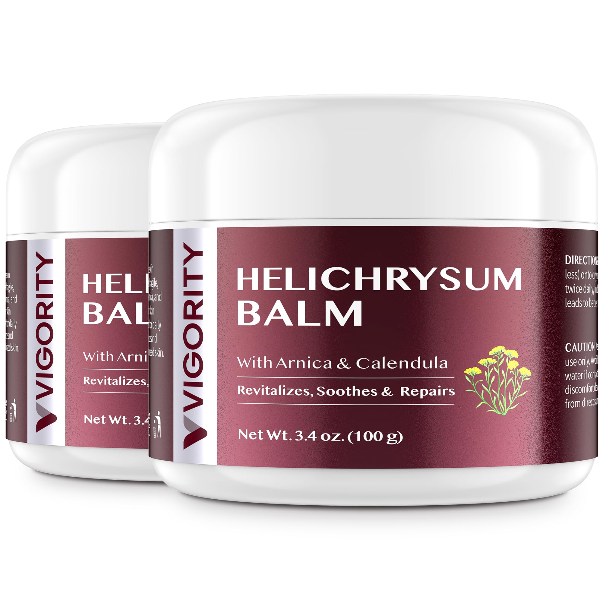 Vigority Helichrysum Balm – Restorative Arnica & Calendula Cream for Face & Body (2-Pack, 6.8 oz)