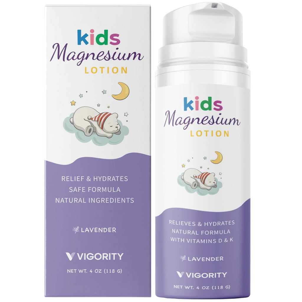 Vigority Magnesium Lotion for Kids & Babies Sleep – Bedtime Calming Cream with Lavender, Shea Butter & Vitamins