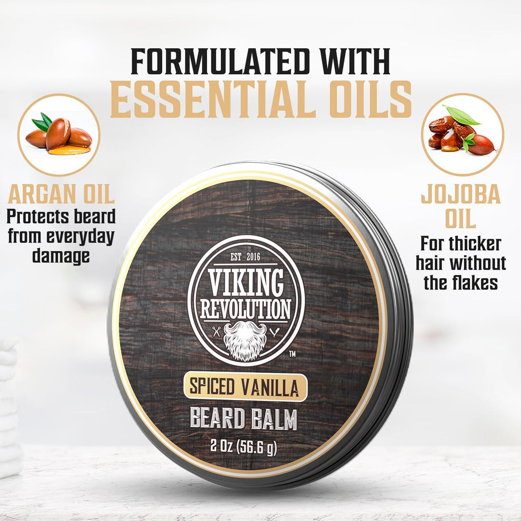 Viking Revolution Ultimate Beard Kit Spiced Vanilla – Beard Grooming Set for Men (Brush, Comb, Oil, Balm, Scissors)