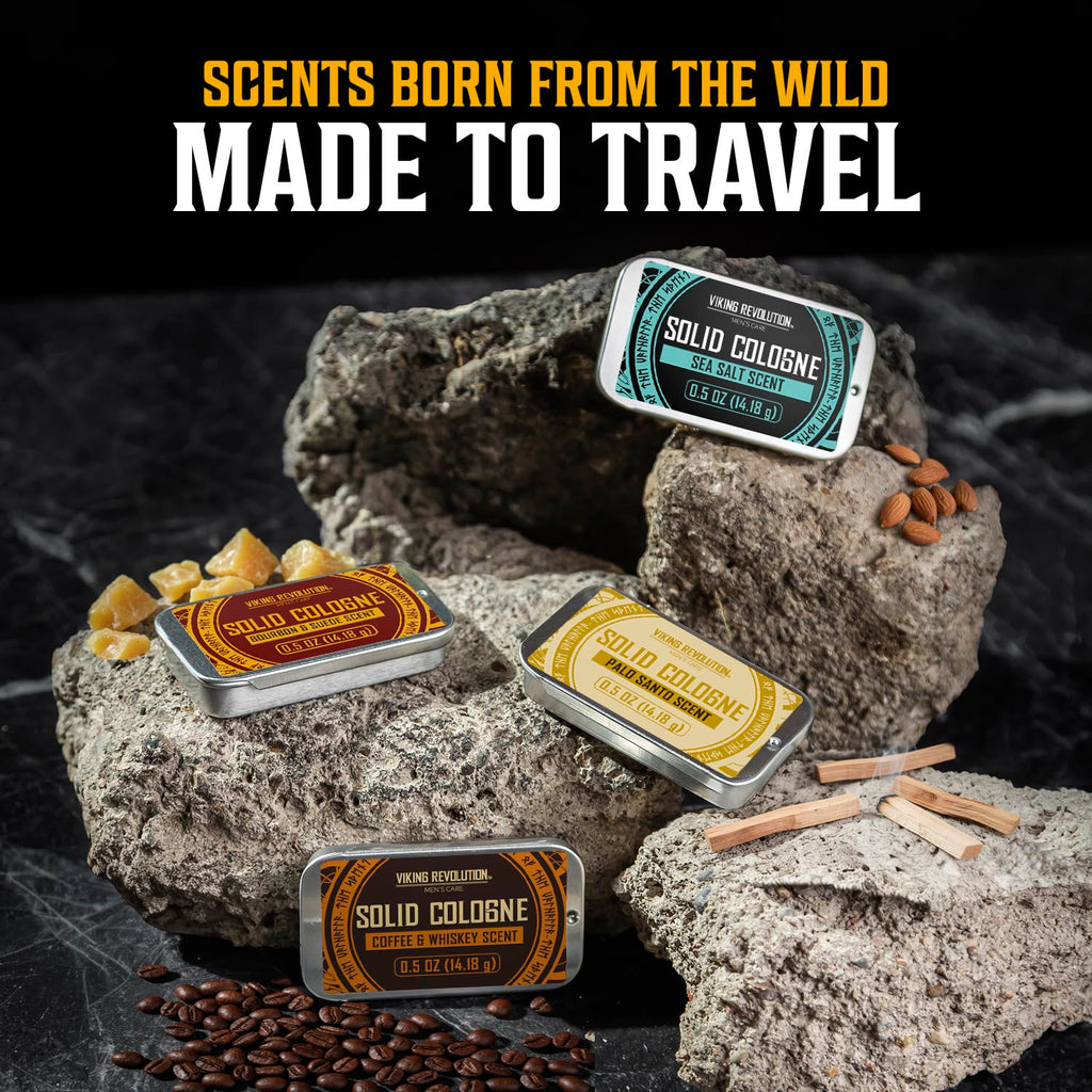 Viking Revolution 4 Pack Solid Cologne for Men – Travel Size Gift Set (0.5 oz each)