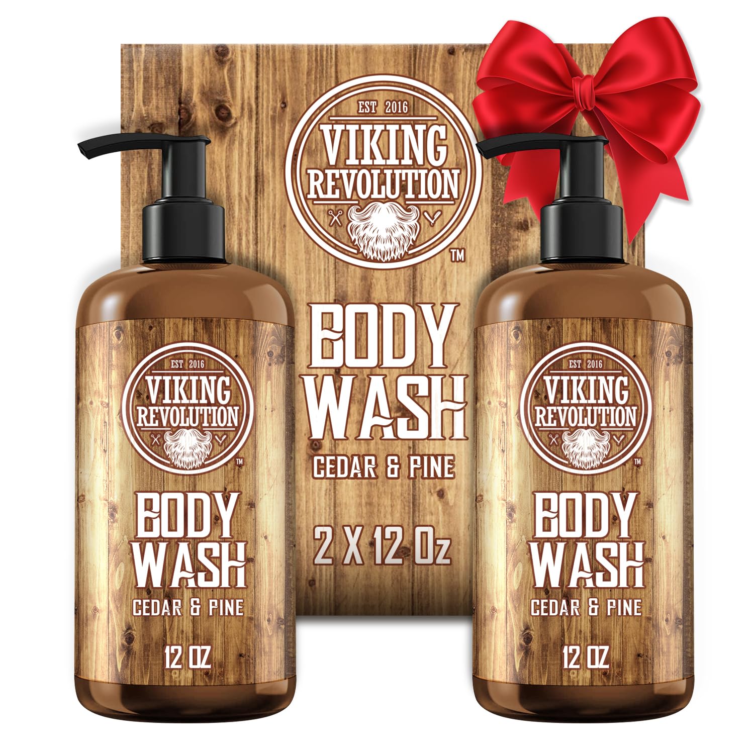 Viking Revolution Men's Cedar & Pine Body Wash – Vitamin E & Oregano Oil, 2-Pack