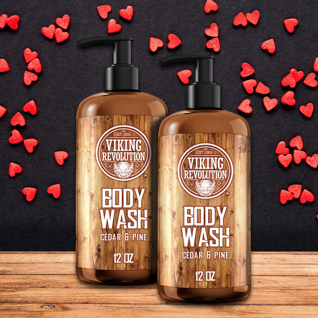 Viking Revolution Men's Cedar & Pine Body Wash – Vitamin E & Oregano Oil, 2-Pack