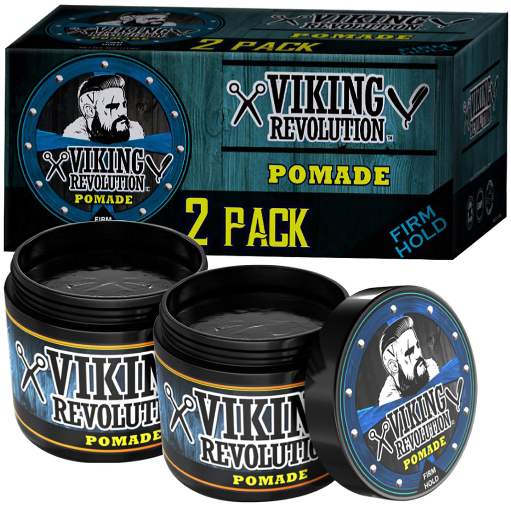 Viking Revolution Pomade for Men – Firm Hold & High Shine, Water-Based, Easy Wash Out | 2-Pack