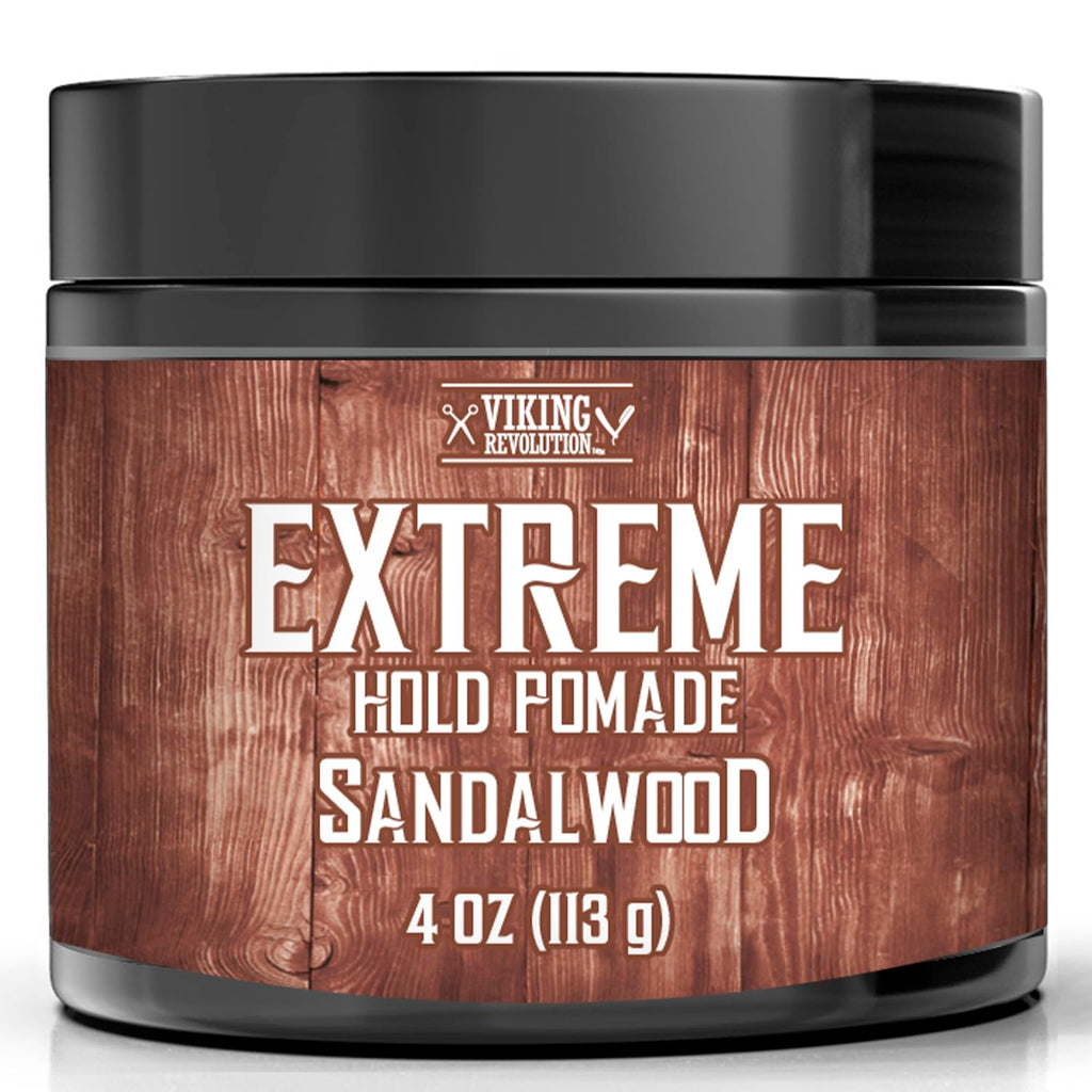 Viking Revolution Sandalwood Hair Pomade – Extreme Hold, Water-Based, High Shine (4oz)