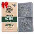Viking Revolution Tea Tree Soap for Men — Natural Bar with Coconut, Shea & Almond Oils (2-Pack)
