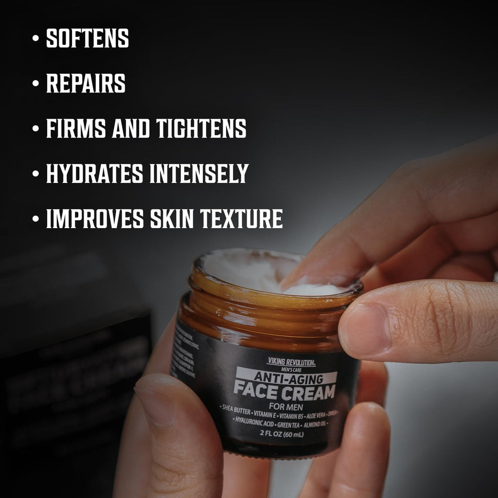 Viking Revolution Men's Anti-Aging Face Cream – Hyaluronic Acid, Aloe Vera & Green Tea (2oz)