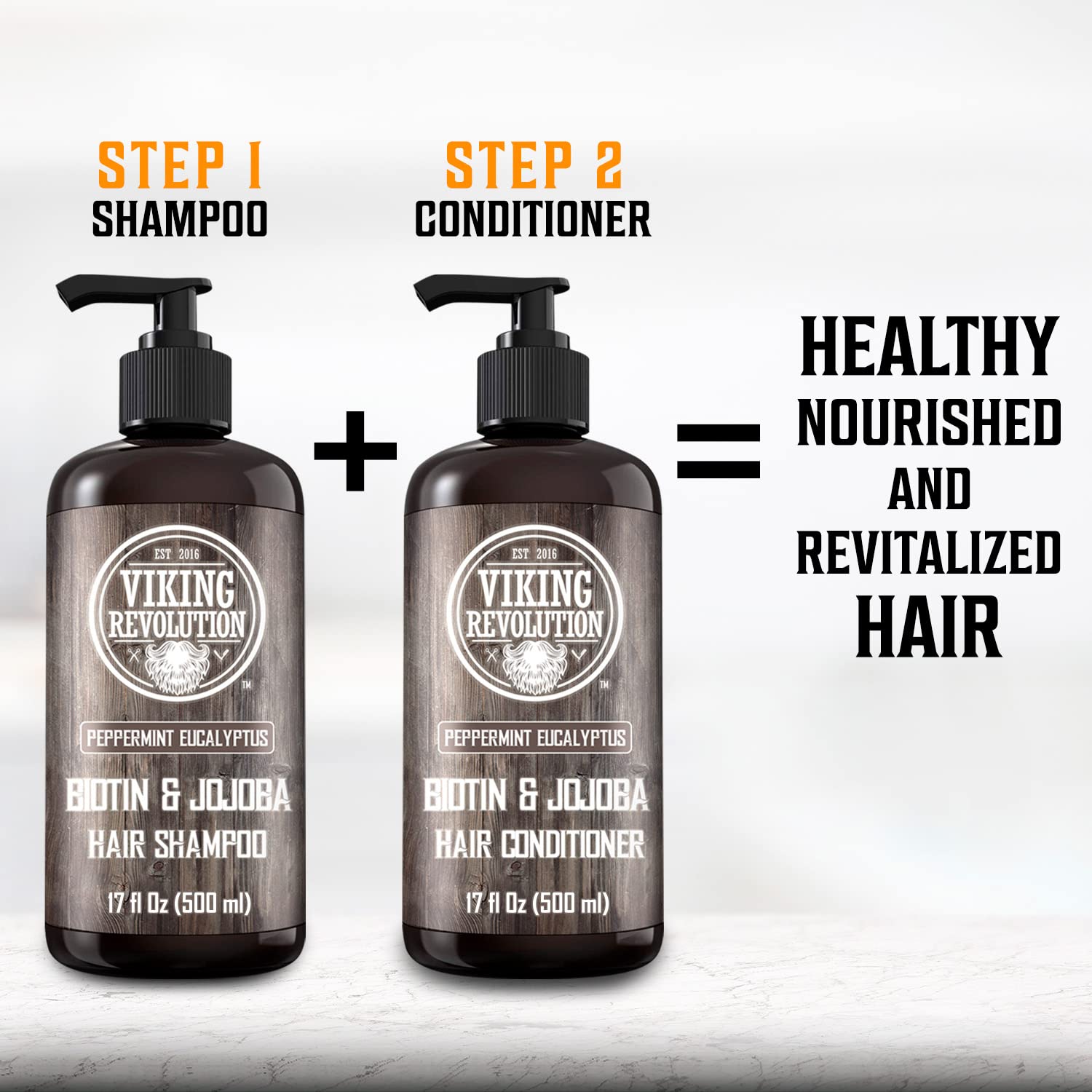 Viking Revolution Biotin Mens Shampoo – Eucalyptus & Peppermint with Jojoba & Mint Oil | 17 oz