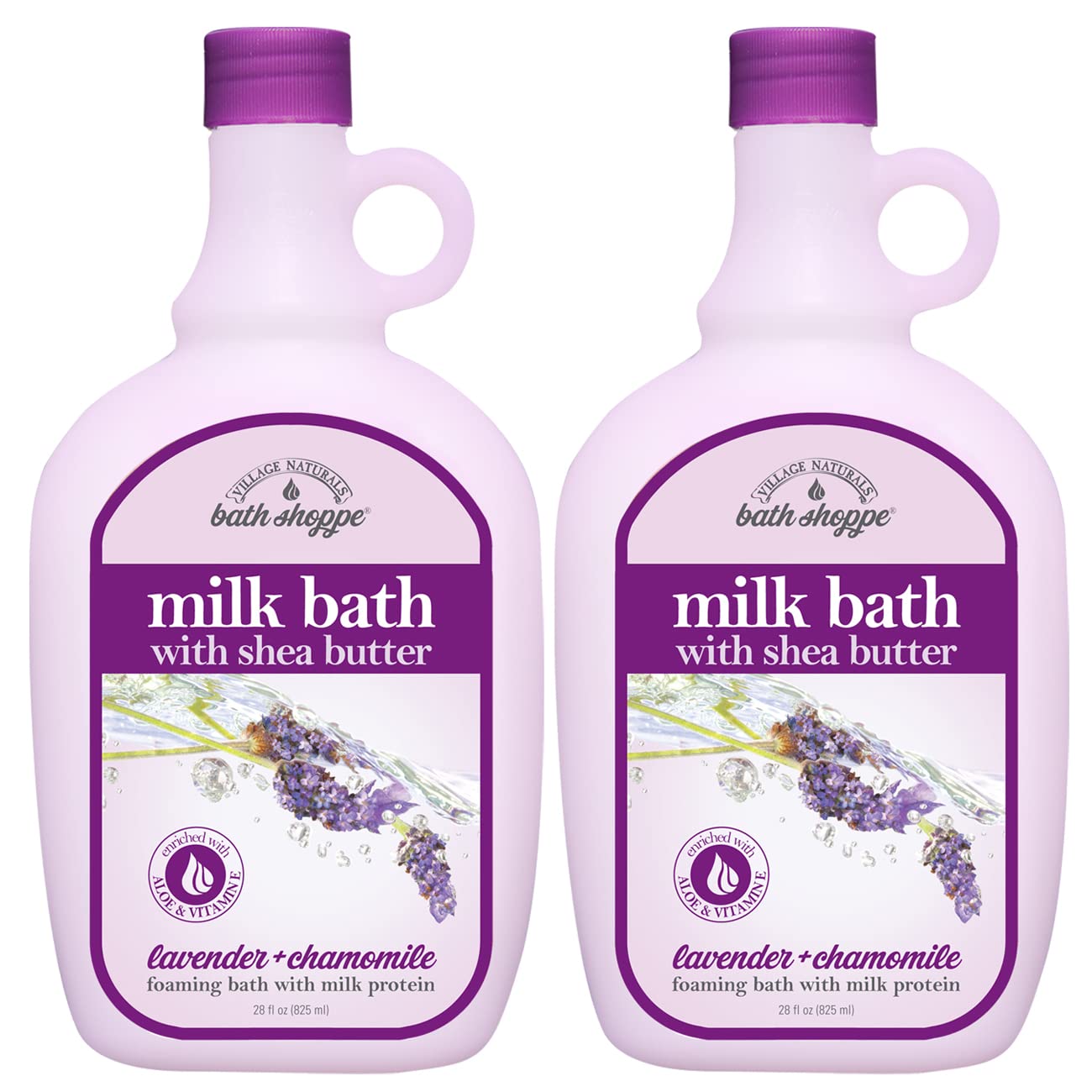 Village Naturals Bath Shoppe Lavender Chamomile Milk Bath – Hydrates Skin with Shea Butter & Vitamin E (2 × 28 oz)