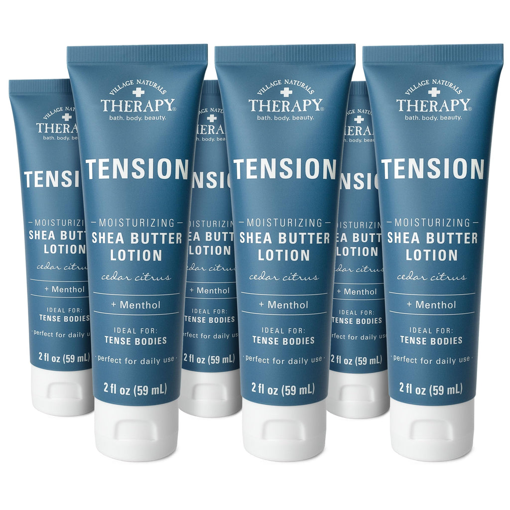Village Naturals Therapy Tension Relief Lotion – Cedar Citrus Soothe, 2 oz Travel Size, 6-Pack