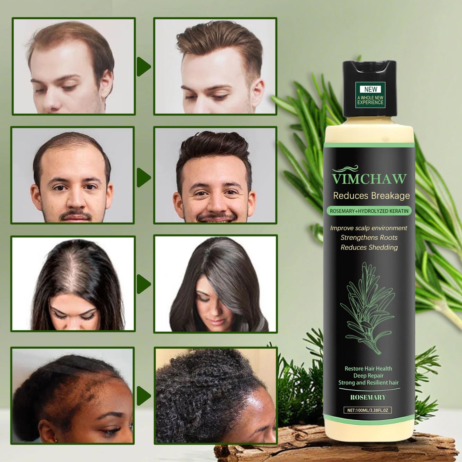 Vimchaw Organic Rosemary Hair Growth Shampoo – Strengthening with Hydrolyzed Keratin