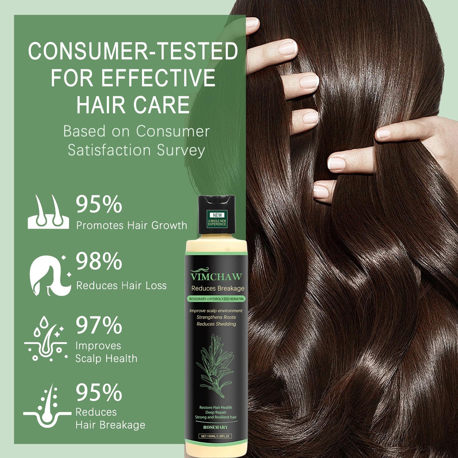 Vimchaw Organic Rosemary Hair Growth Shampoo – Strengthening with Hydrolyzed Keratin