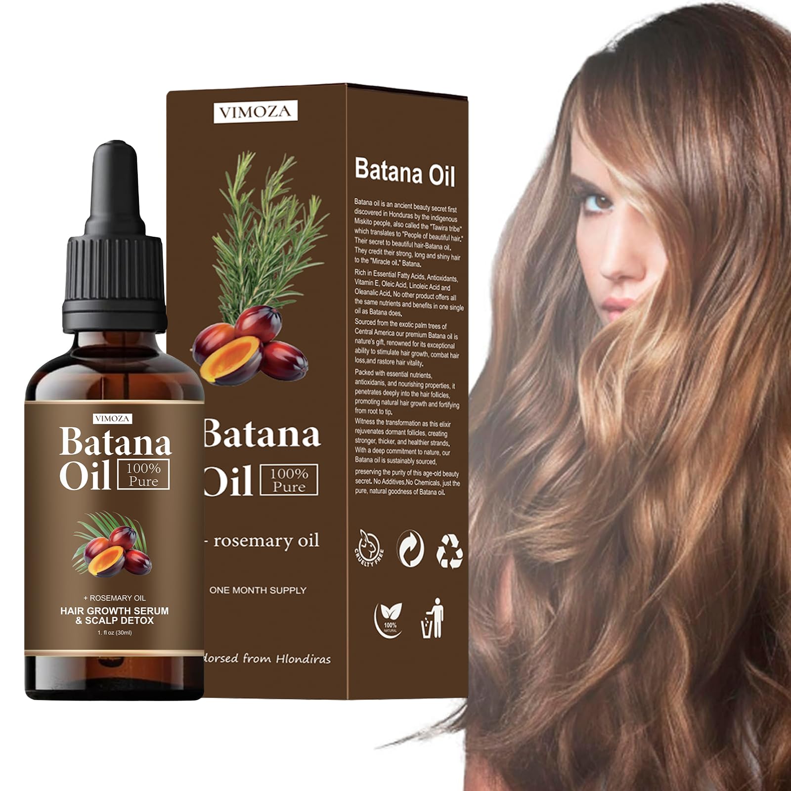 VIMOZA Batana Oil for Hair – Organic Hair Care Oil with Rosemary (2 pcs)