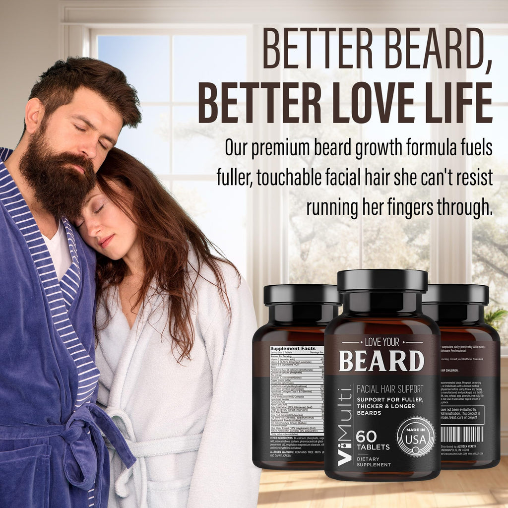 vimulti Love Your Beard Growth Vitamins – Thicker, Fuller, Healthier Facial Hair for Men