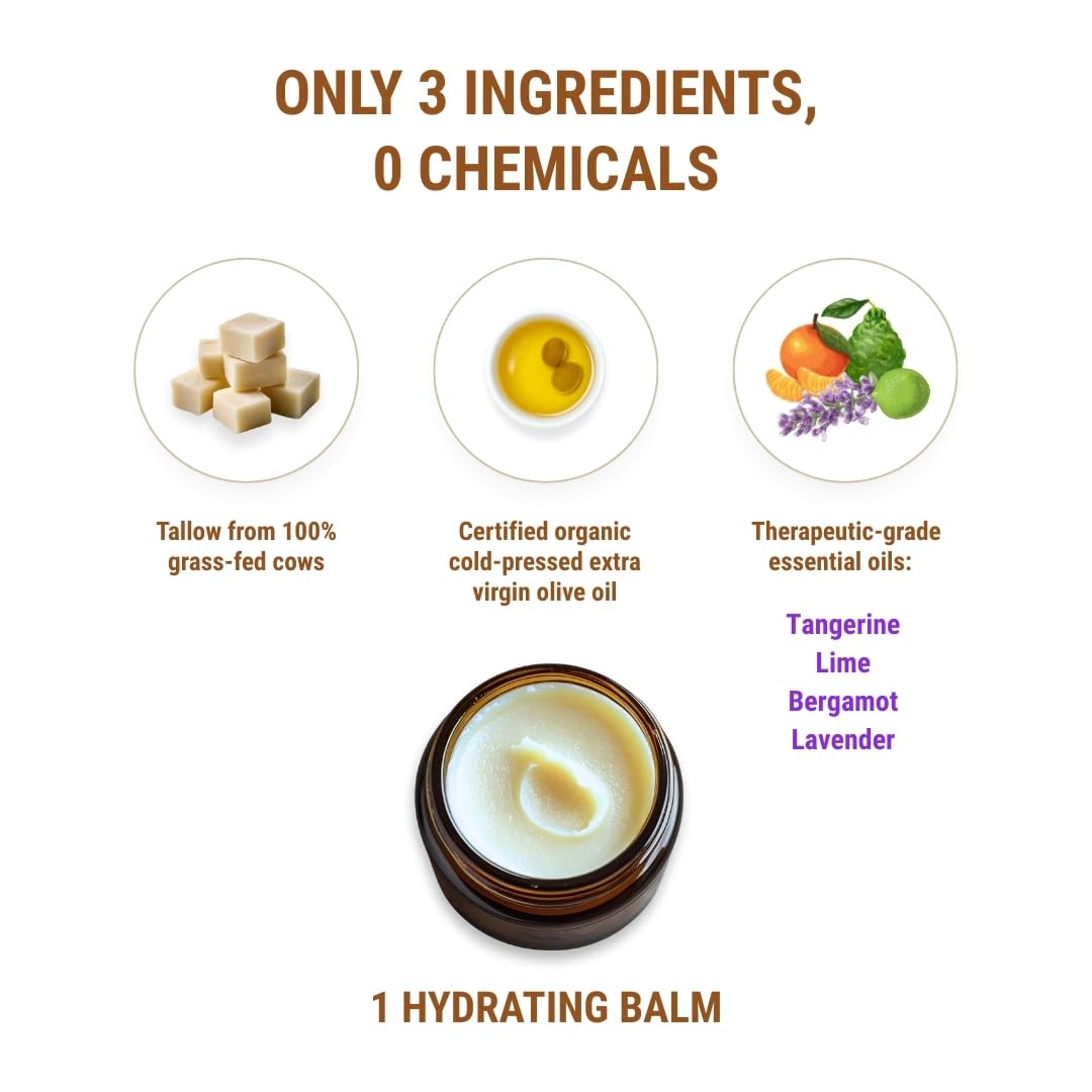 Vintage Tradition Beef Tallow Balm – All-Purpose Hydration with Citrus Oils, 2 oz