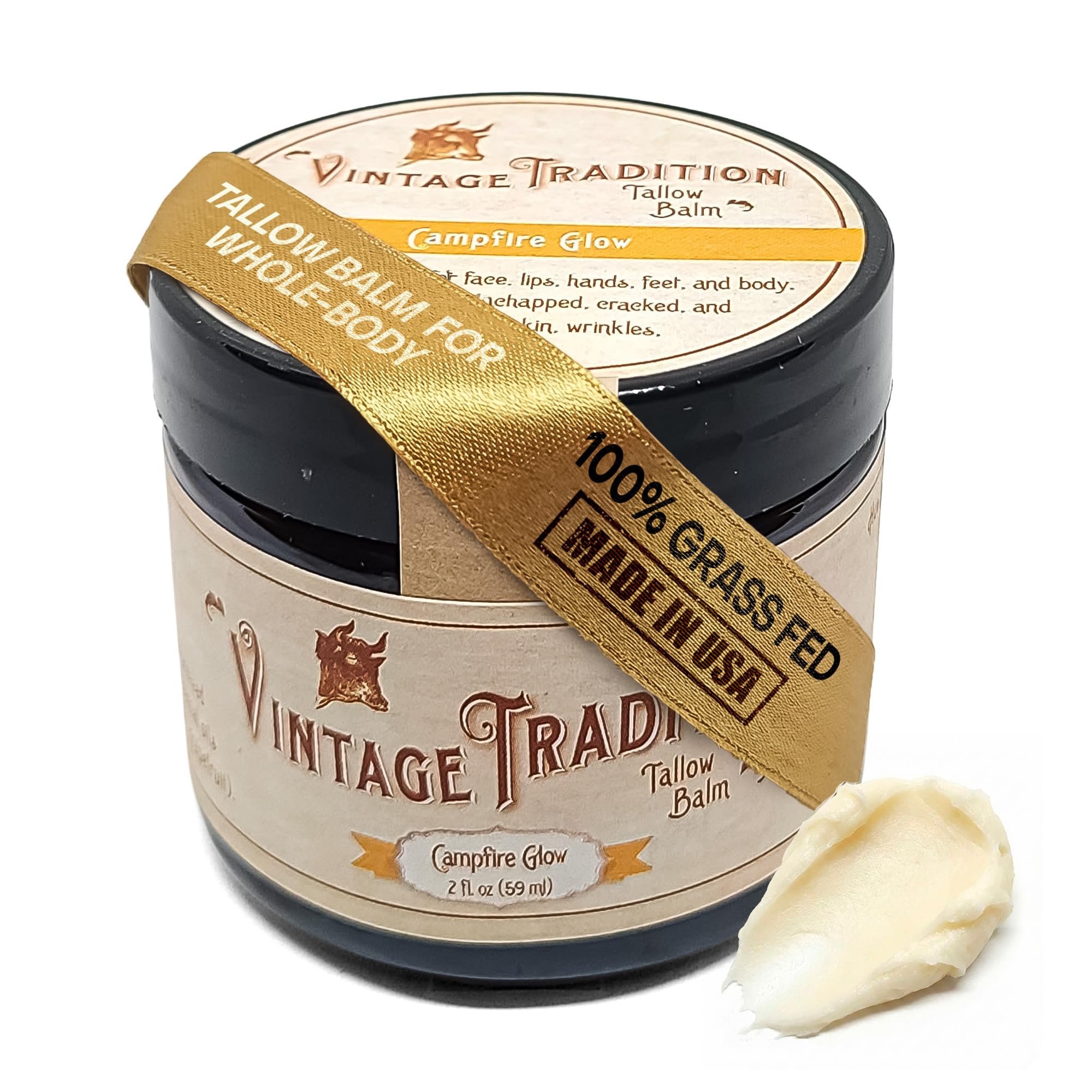 Vintage Tradition Beef Tallow Balm – Healing, Hydrating Ginger Skin Care | 2 fl oz