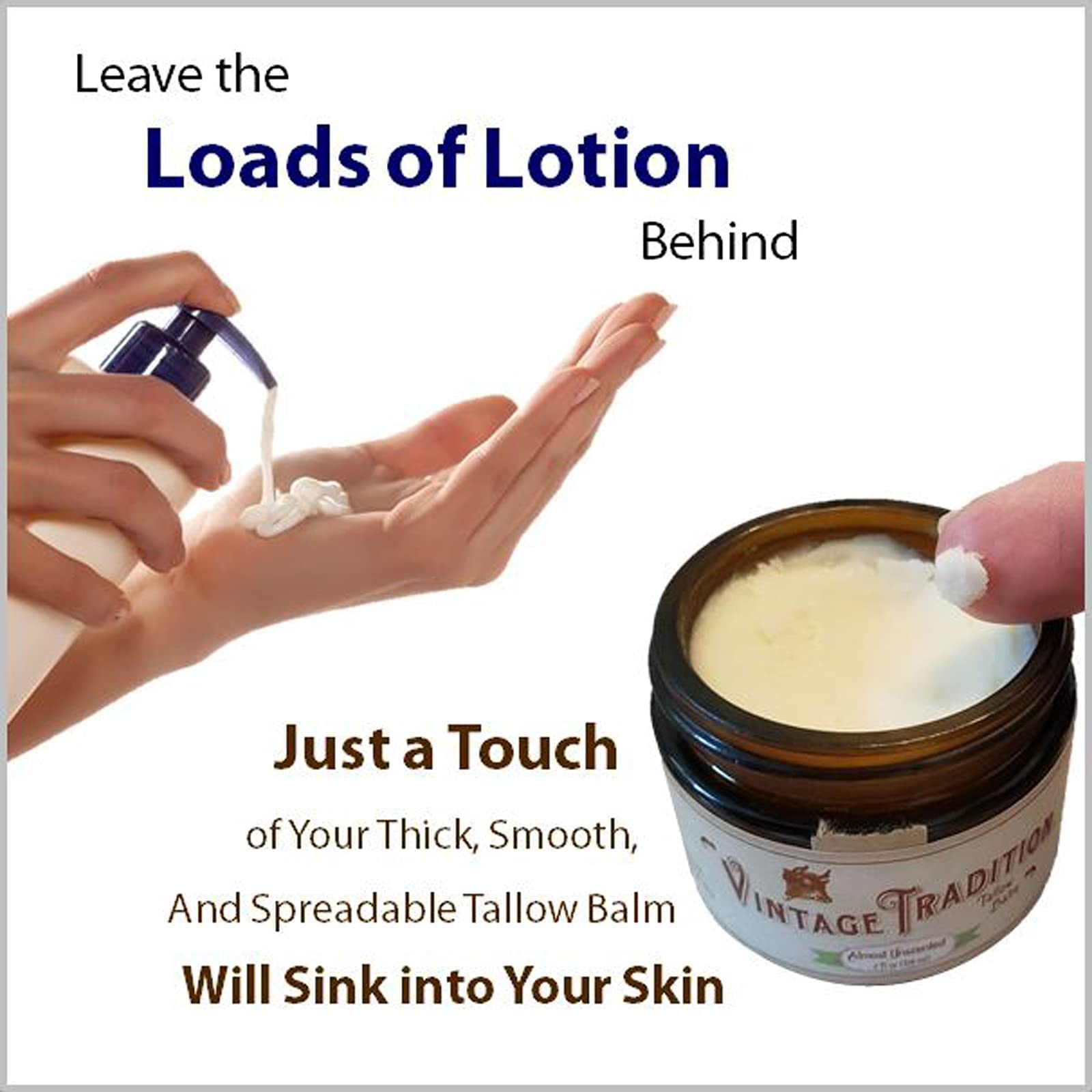 Vintage Tradition Beef Tallow Balm – All-Purpose Hydration with Citrus Oils, 2 oz