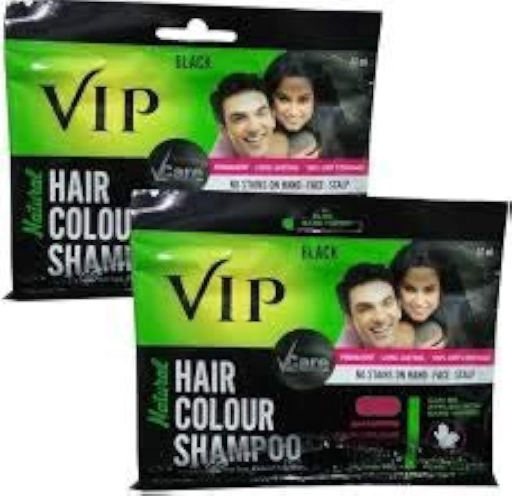 VIP 3 in 1 Hair Color Shampoo – 6 x 240ml (Black) Ammonia-Free Instant Color