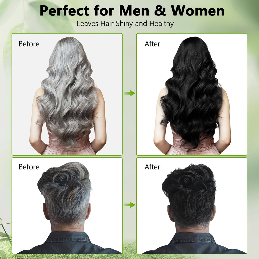 Vireo Color Black Hair Dye Shampoo for Gray Hair – 3 in 1 Herbal Color (Ammonia-Free)