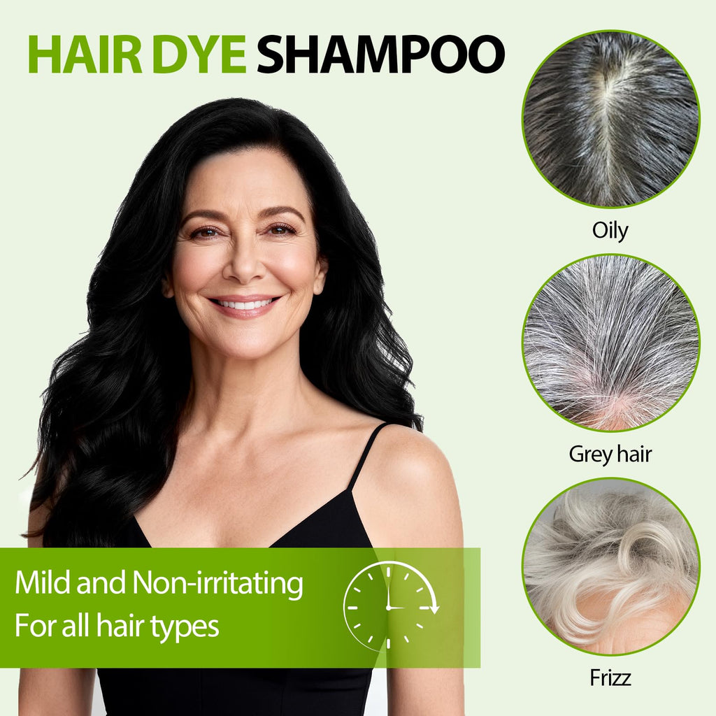 Vireo Color Black Hair Dye Shampoo for Gray Hair – 3 in 1 Herbal Color (Ammonia-Free)