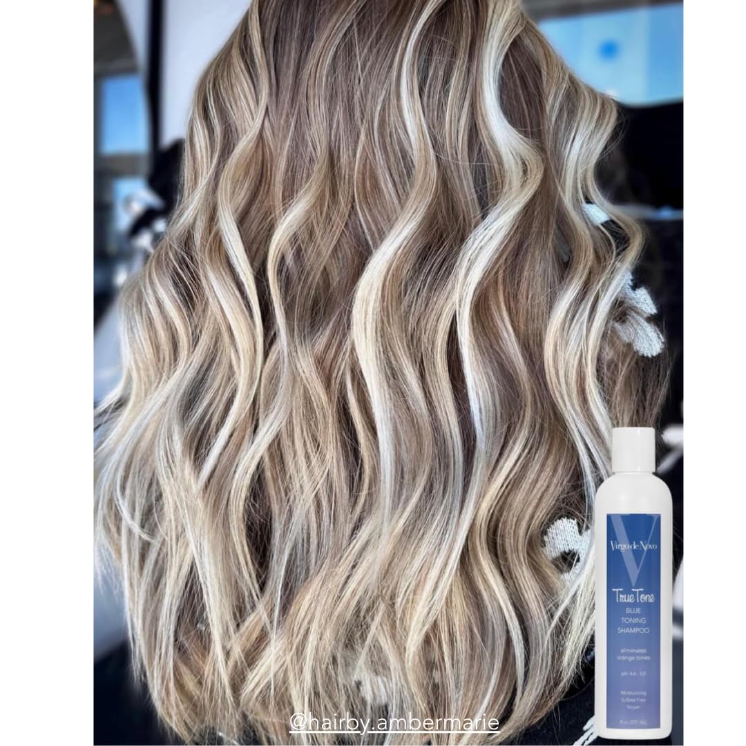 Virgo de Novo Blue Toning Shampoo 8 oz – Neutralizes Brass & Orange Tones (Sulfate-Free, Vegan)