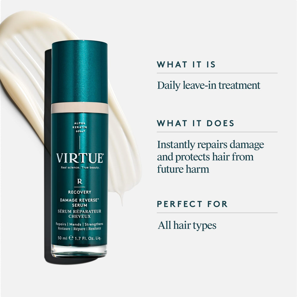 VIRTUE Recovery Damage Reverse Hair Serum | Lightweight Cream-to-Serum for All Hair Types