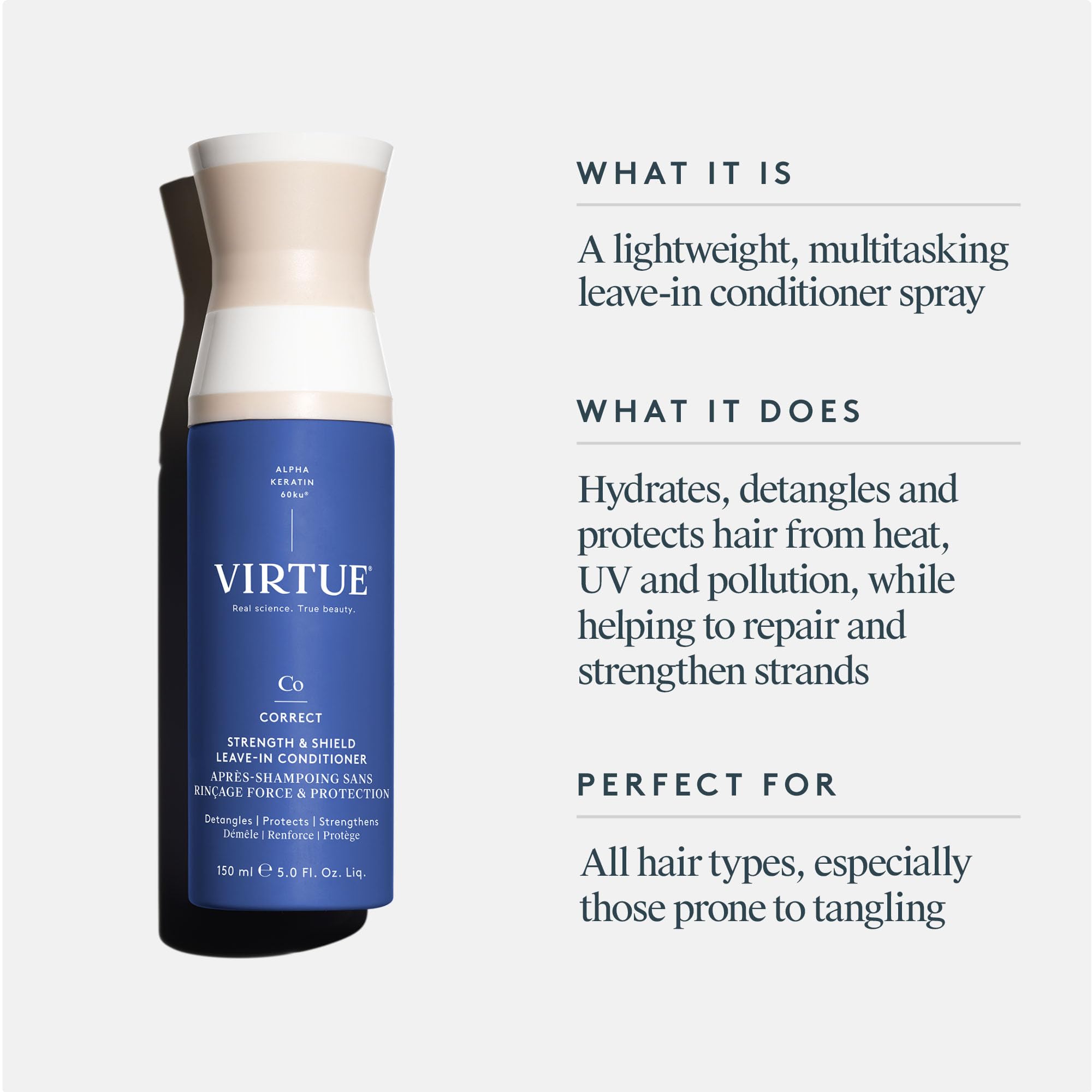 VIRTUE Strength and Shield Leave-In Conditioner | Detangles, Strengthens & Color-Safe