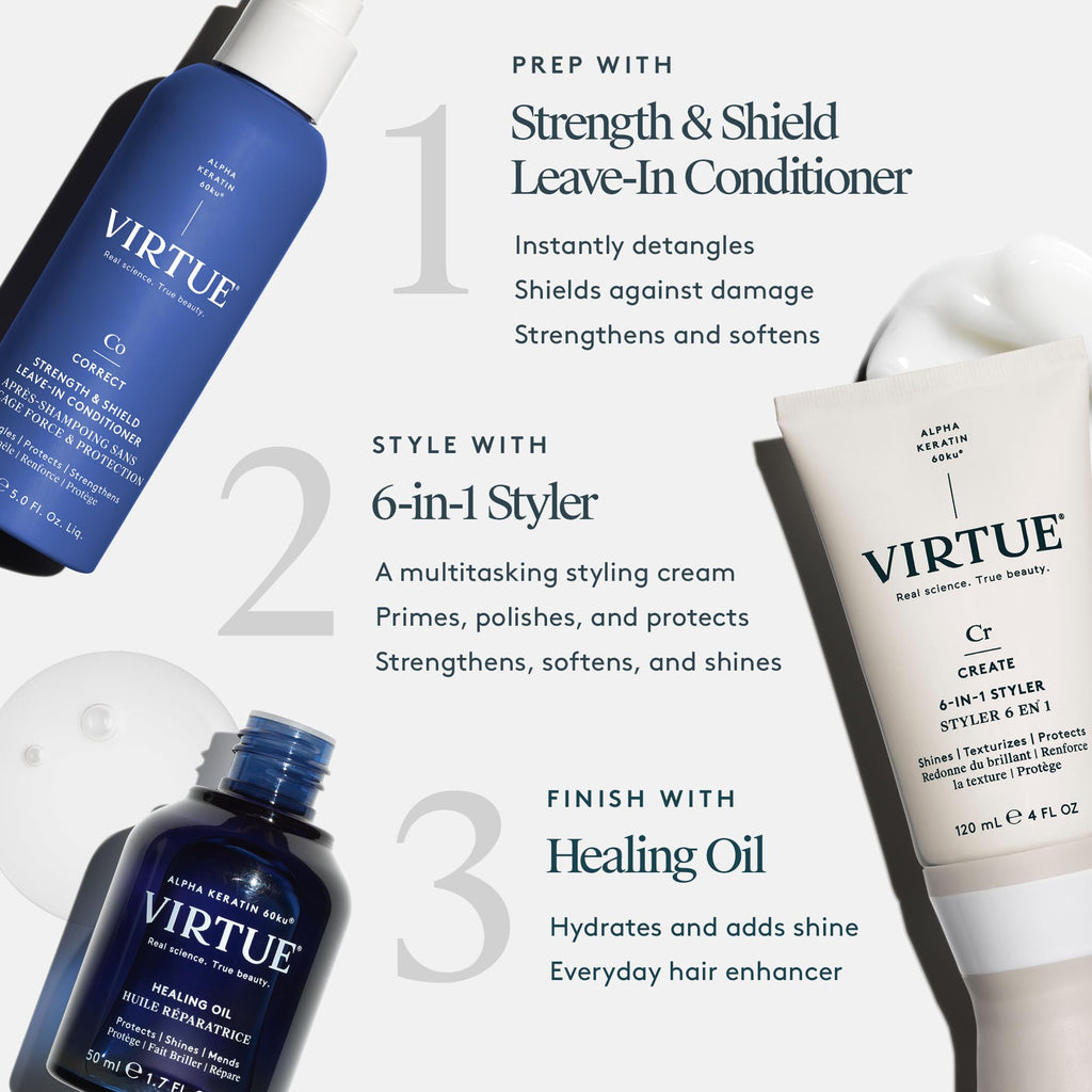VIRTUE Strength and Shield Leave-In Conditioner | Detangles, Strengthens & Color-Safe